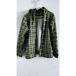 Under Armour Men's Hoodie Fleece Front Zip Loose Hooded Green Plaid Size L (1)